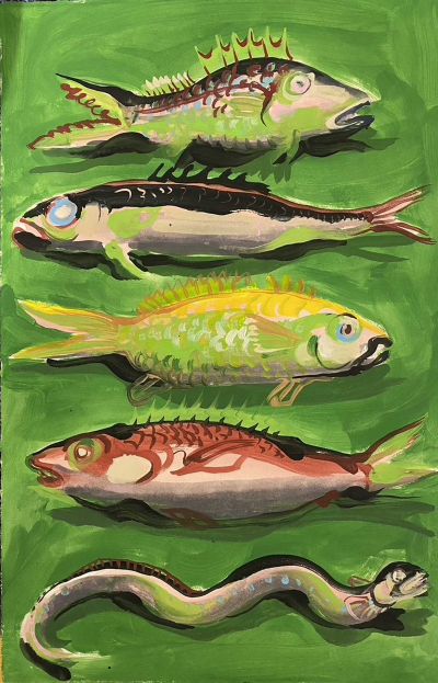 nicola-bealing_Green-Fish-400x623 Nicola Bealing, Green Fish (Gouache)   